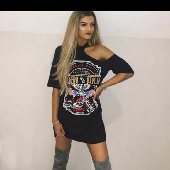 Sexy Cold shoulder tee/mini dress - Picture 5 of 9